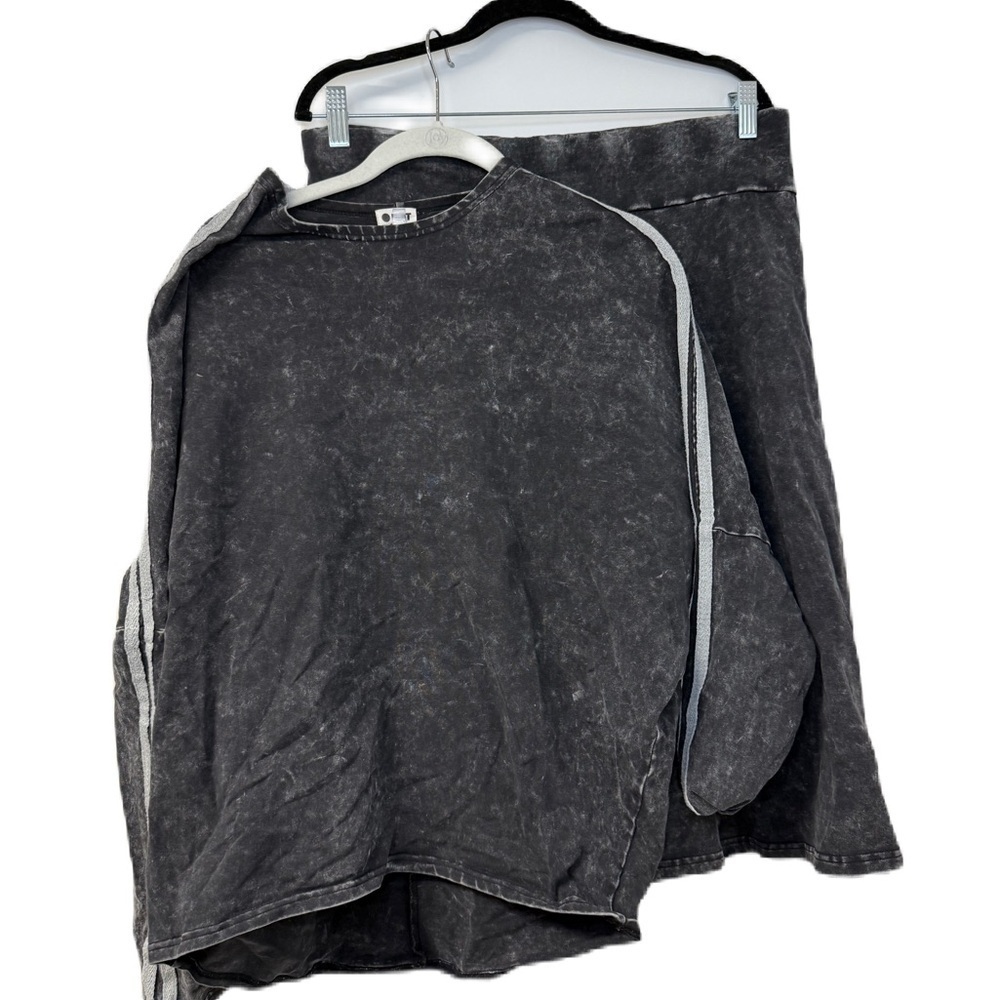 Chic Acid Wash Top and Skirt Set
